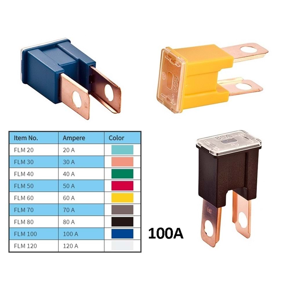 ( ERKEK / DÜZ AYAKLI ) 100 AMP. ( MAVİ ) SİGORTA